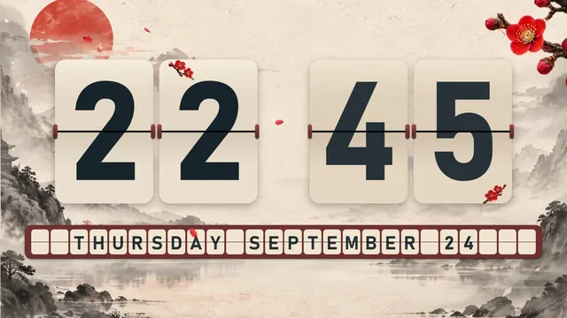Crimson Plum Ink flip clock theme