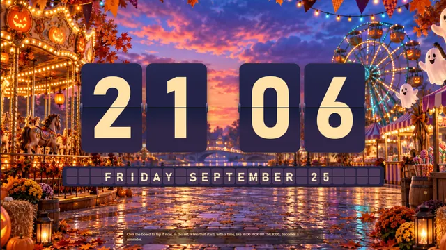 Halloween Funfair Lights flip clock theme