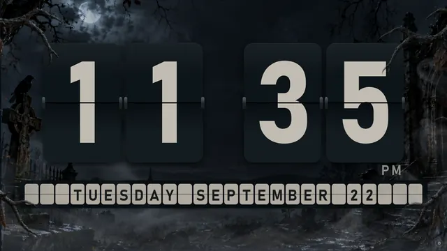 Halloween Graveyard flip clock theme