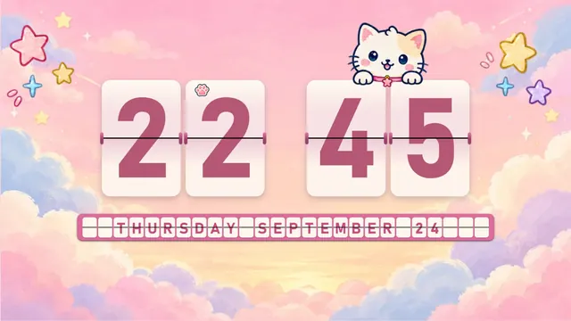 Kawaii Cat flip clock theme