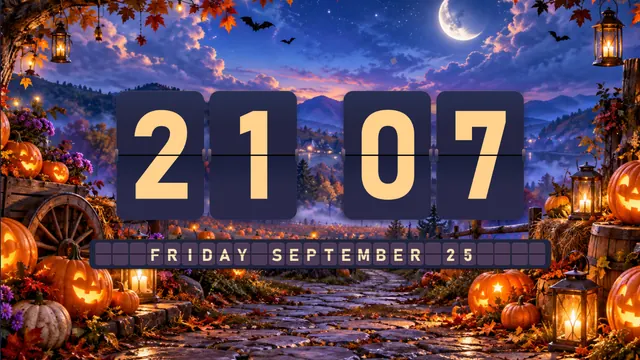 Pumpkin Orchard Glow flip clock theme