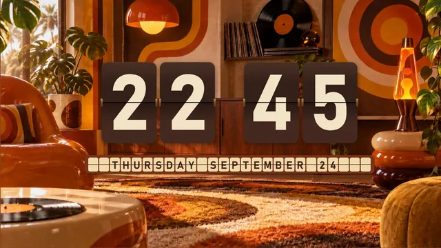 Retro 70s Groove flip clock theme